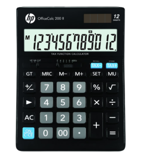 Настолен калкулатор HP, модел Office calc 200 II, 12 разряда, черен