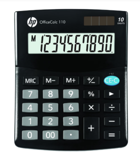 Настолен калкулатор HP, модел Office calc 110, 10 разряда, черен