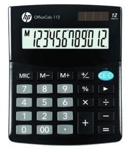 Настолен калкулатор HP, модел Office calc 112, 12 разряда, черен